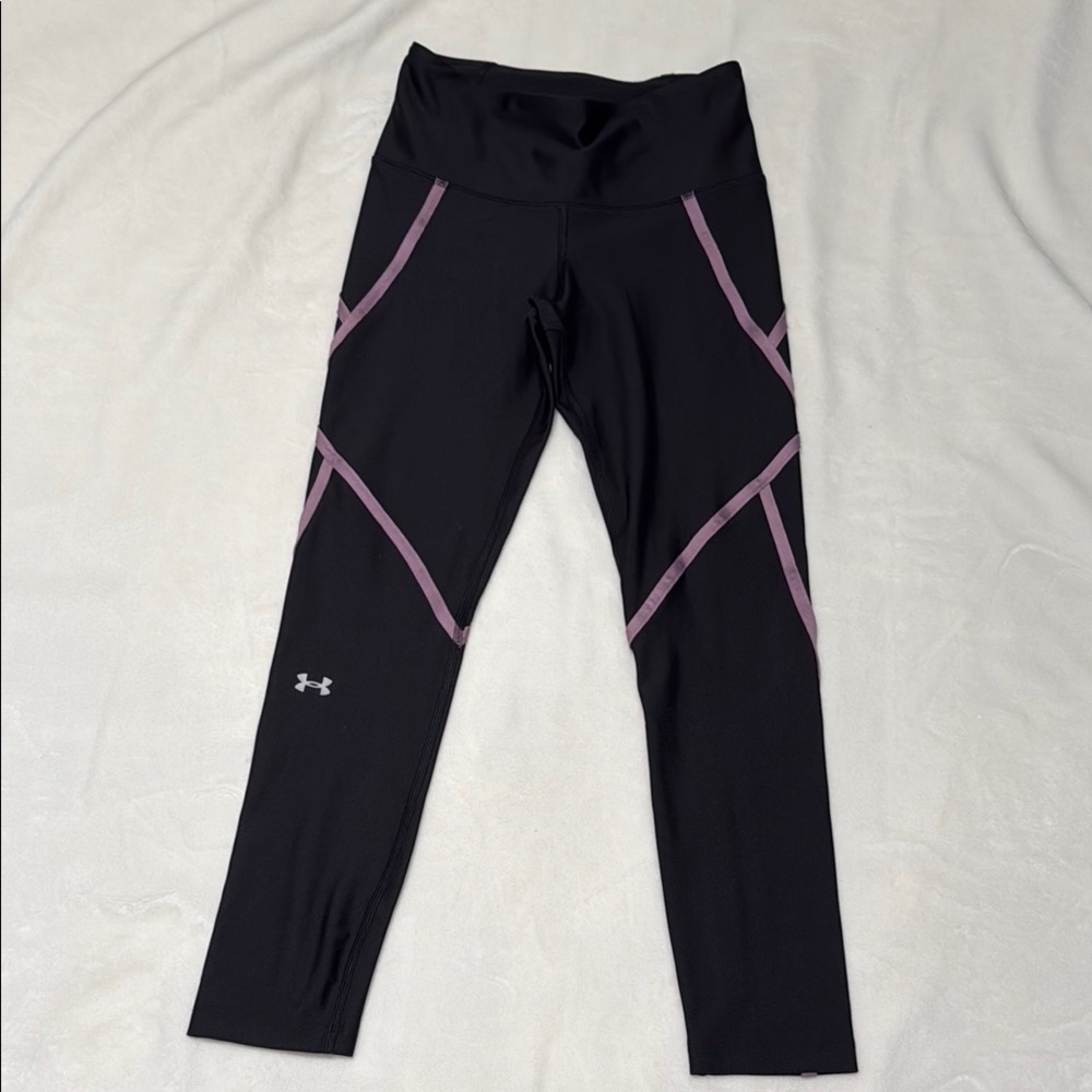 Under Armour Black Leggings with purple Trim
